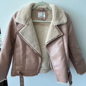 Biker jacket with faux fur lining